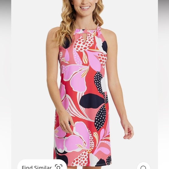 Jude Connally NWOT• Lisa Mod Garden Dress in Pink/Cream Swirl Halter, Size S - Picture 1 of 17